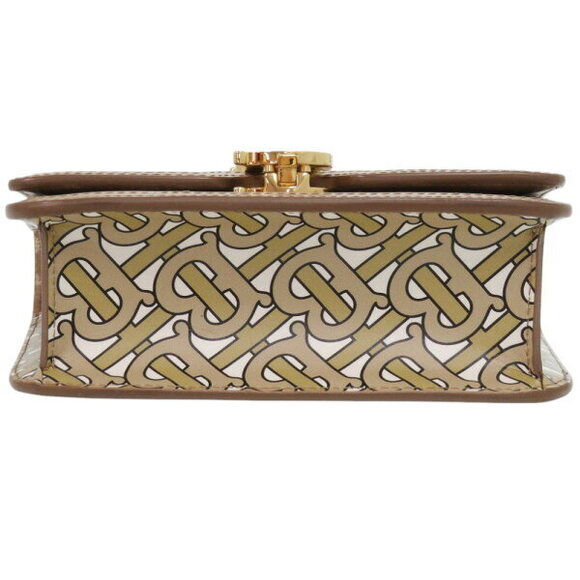 Burberry Monogram Logo Leather Beige Shoulder Bag - Picture 3 of 8